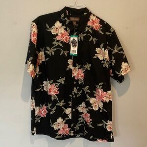 Cooke Street Black Floral Men's Hawaiian Shirt, XL, NWT